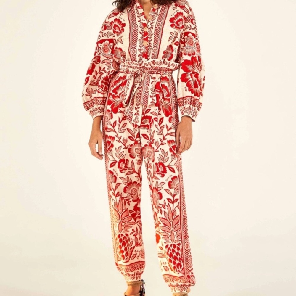 Farm Rio Red Pineapple Garden Jumpsuit